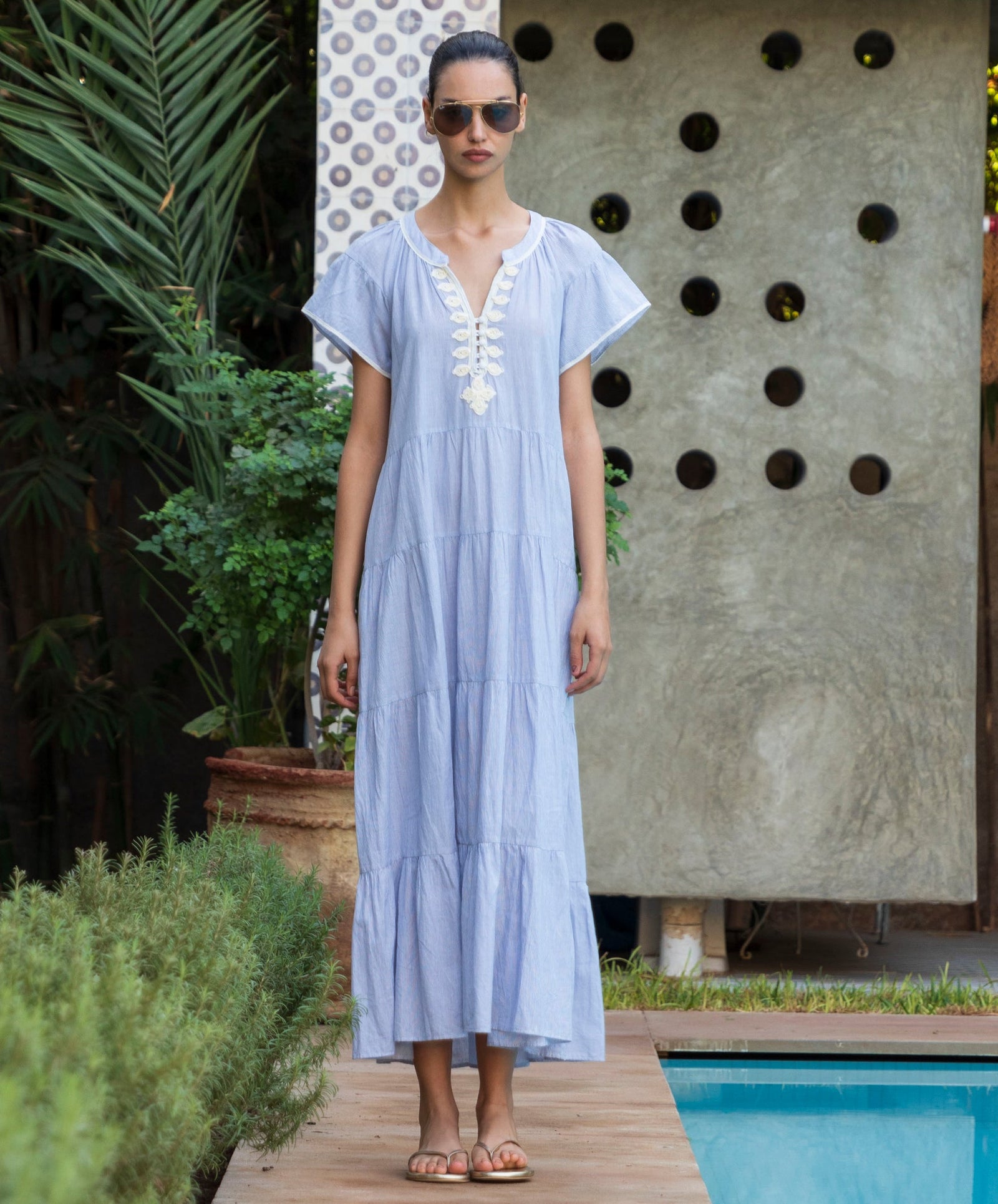 Rose and Rose - Camellia Dress - White/Navy