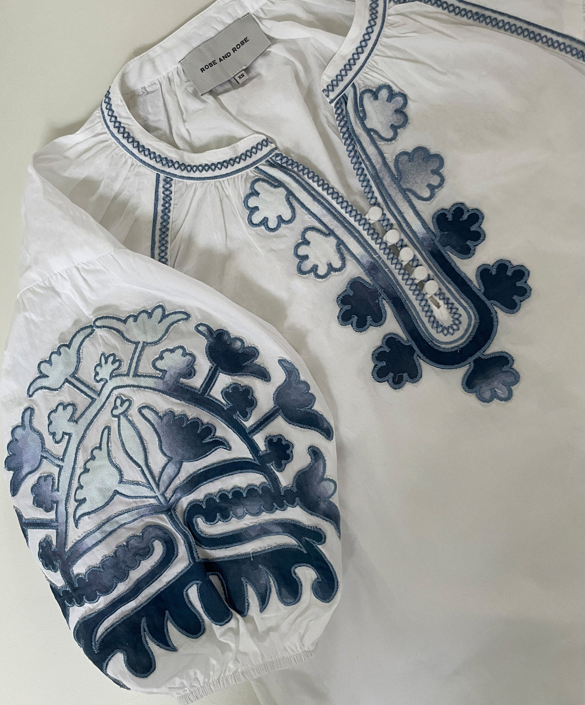 Rose and Rose - Cherry Top - White/Denim