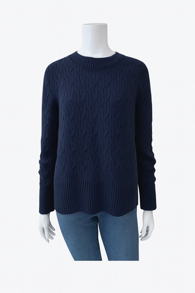 Cortland Park Perfect Day Cable Knit Sweater Navy - Murray's