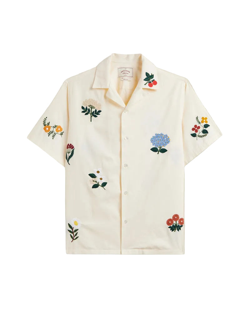 Portuguese Flannel - Embroidery Flowers - White