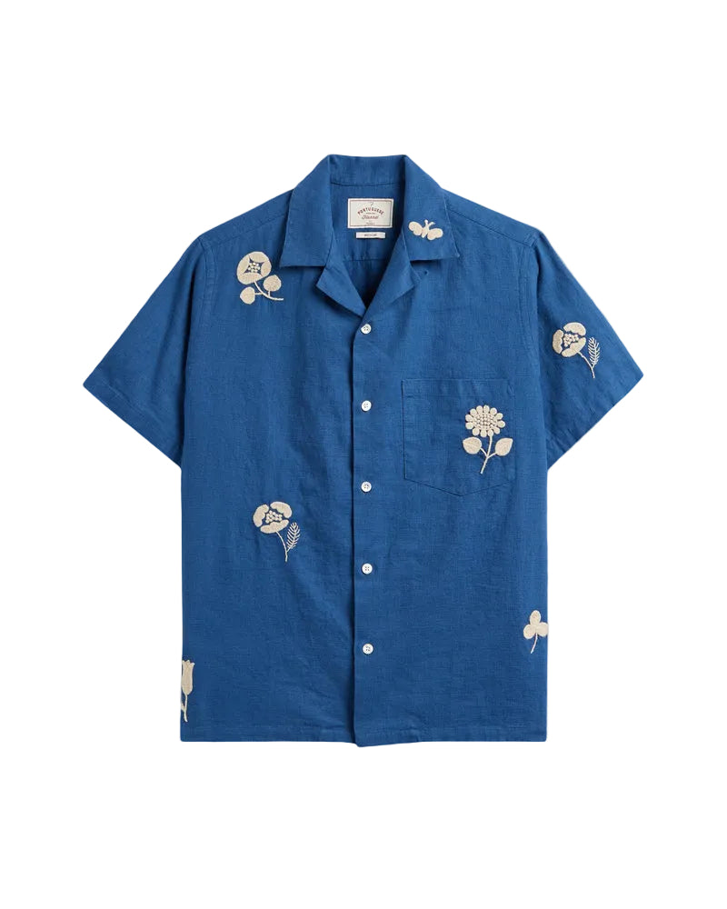 Portuguese Flannel - Embroidery Nature Ramie - Blue