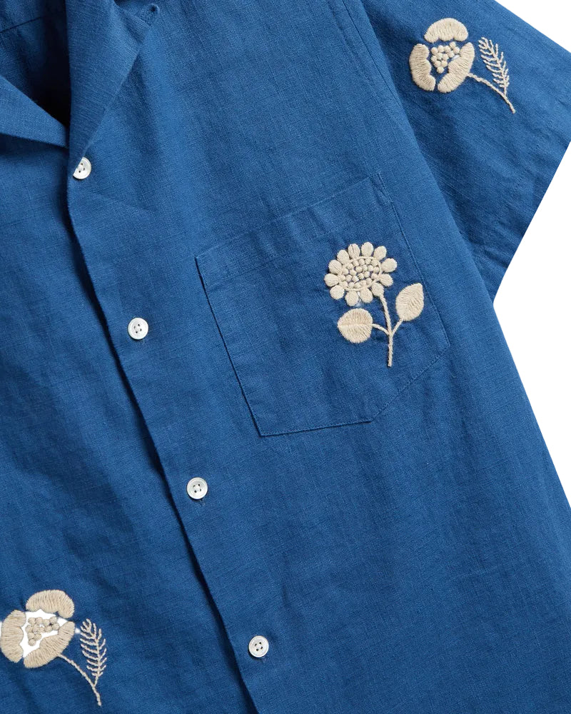 Portuguese Flannel - Embroidery Nature Ramie - Blue