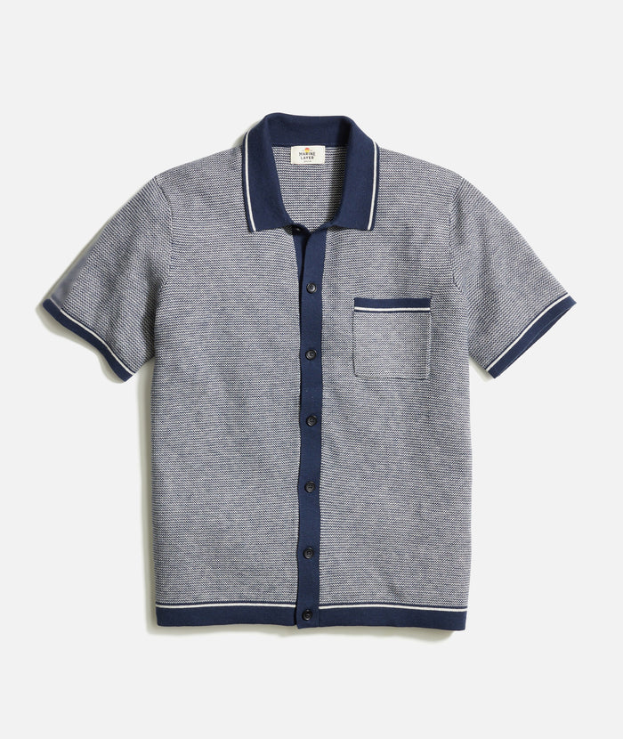 Marine Layer Wyatt Sweater Button-Down-navy/pearl