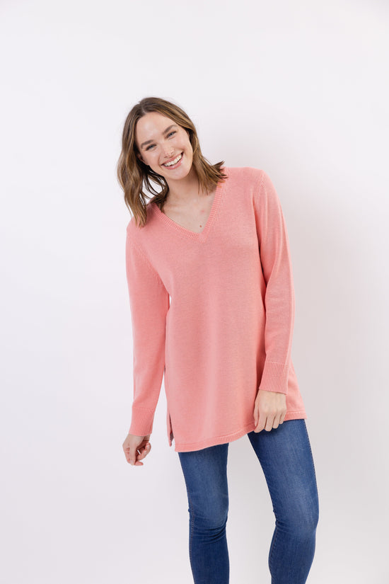 Sail to Sable V Neck Tunic Sweater-SHELL