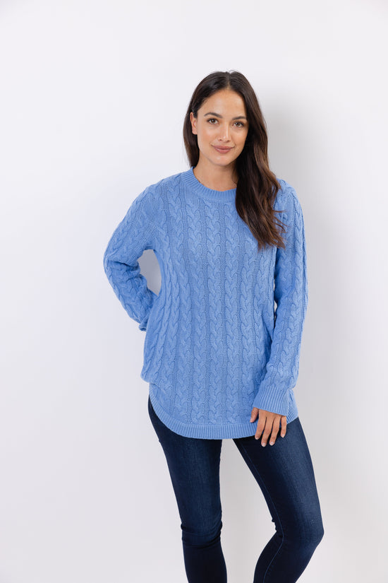 Sail to Sable Round Hem Sweater- Hydrangea