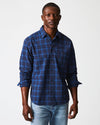 Billy Reid MELANGE SHADOW PLAID TUSCUMBIA SHIRT-BLUE/RED