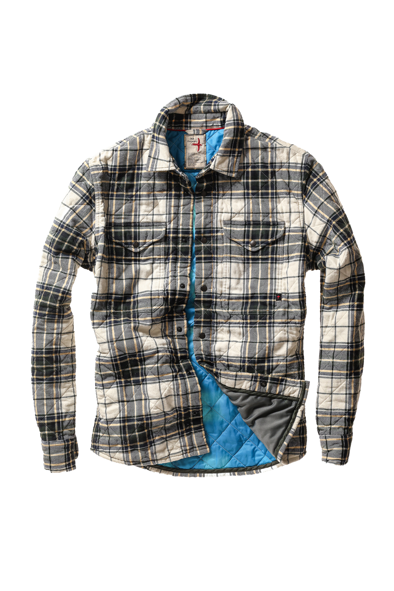 Relwen QLTD FLANNEL SHIRTJACKET Cream/Forest Tartan
