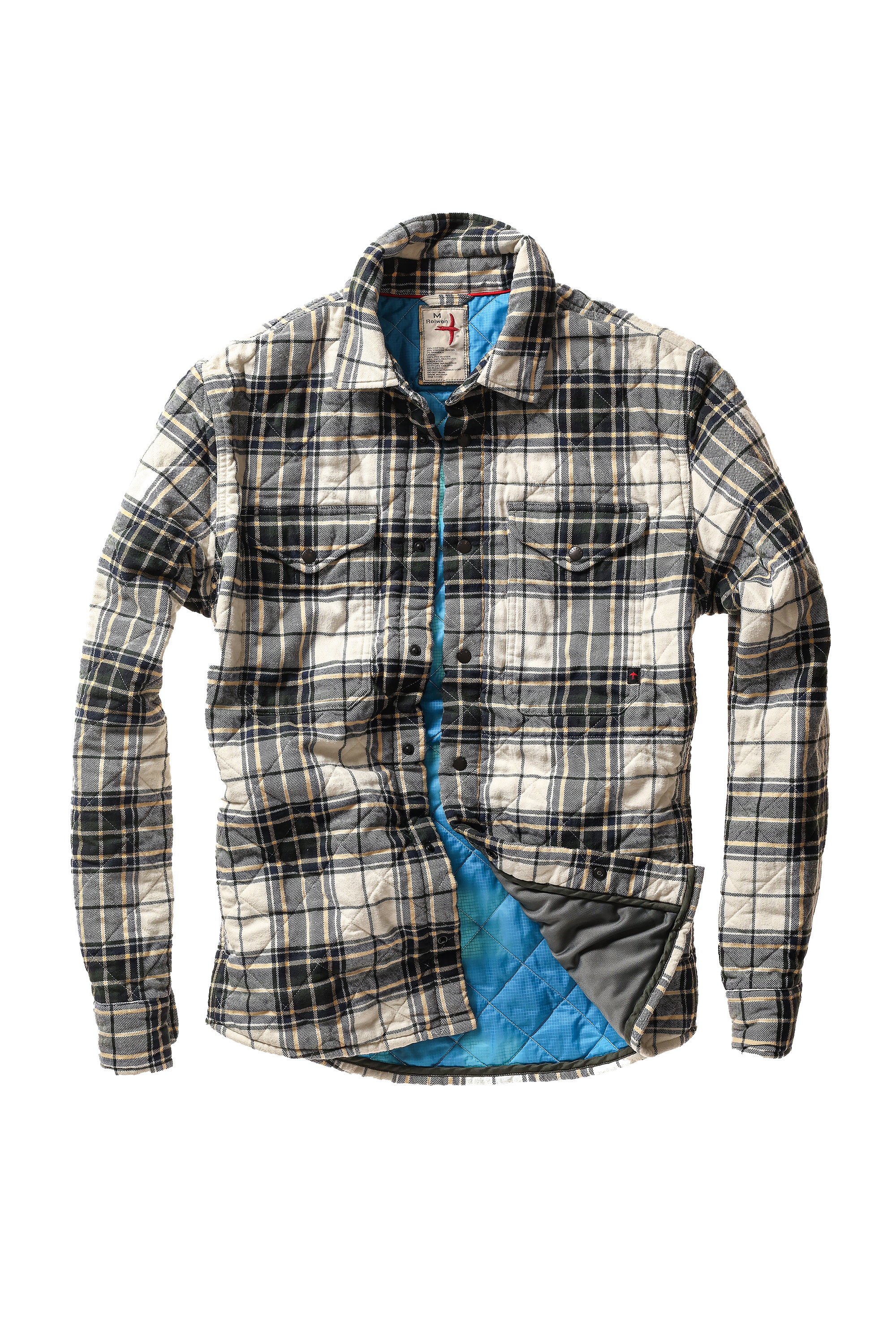 Relwen QLTD FLANNEL SHIRTJACKET Cream/Forest Tartan