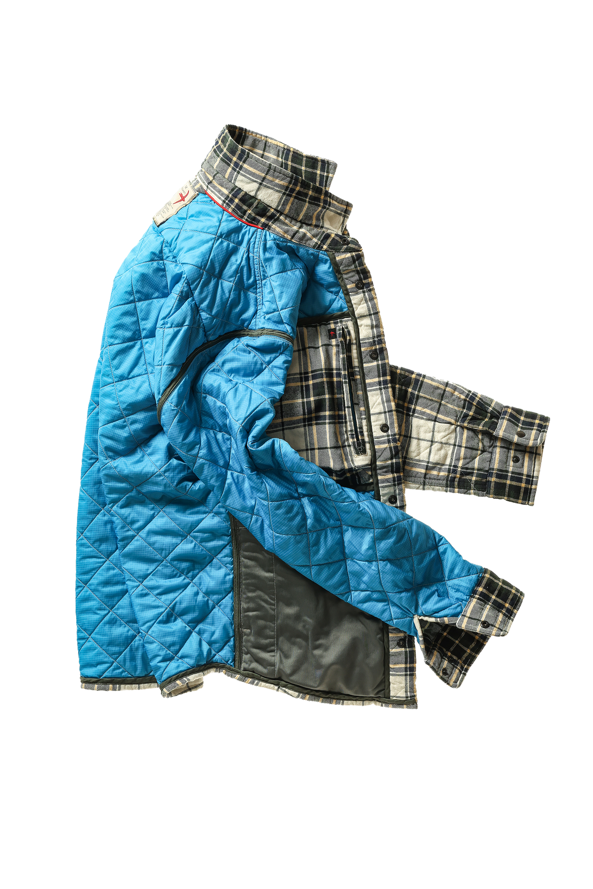 Relwen Qltd Flannel Shirtjacket Cream/Forest Tartan