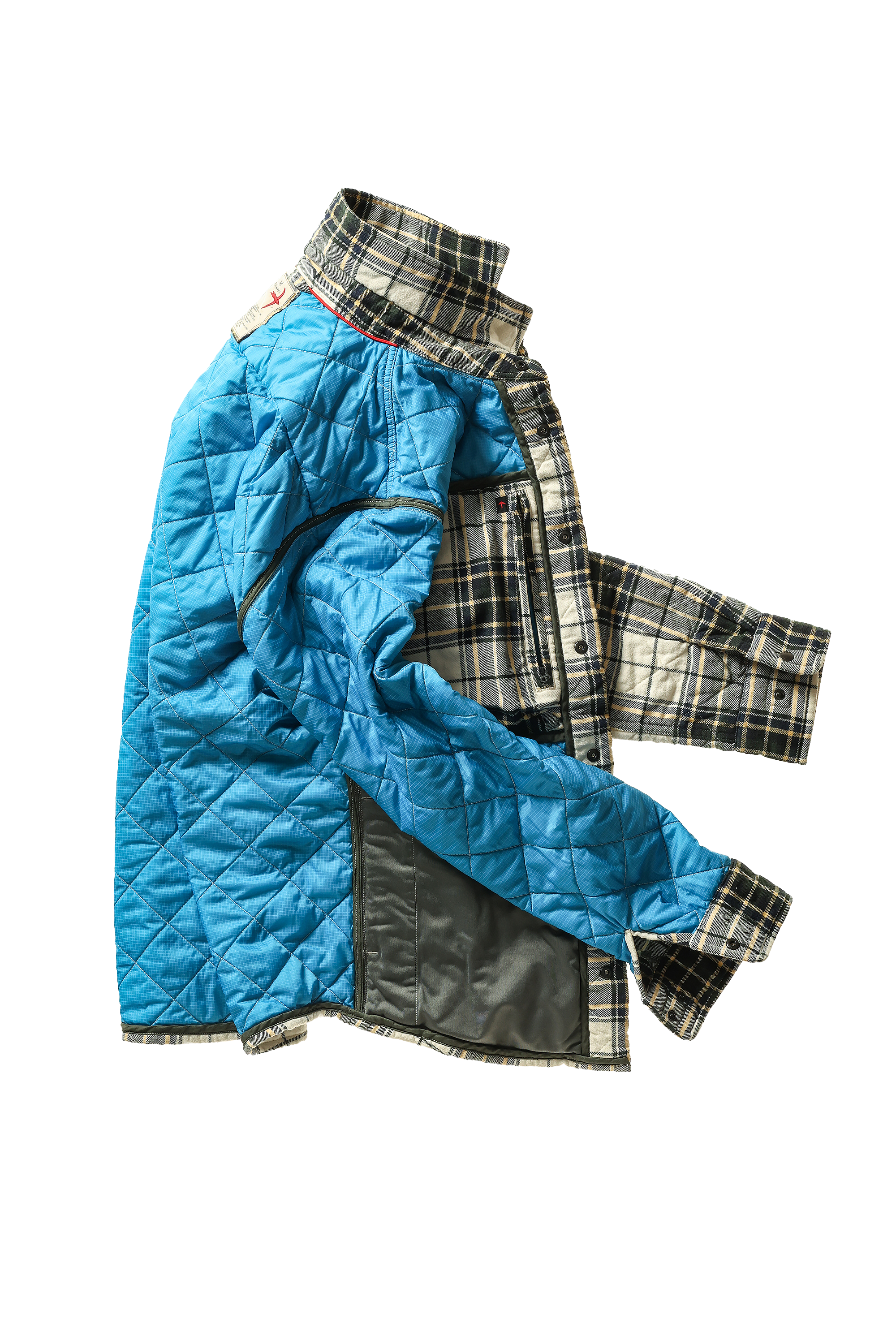 Relwen QLTD FLANNEL SHIRTJACKET Cream/Forest Tartan