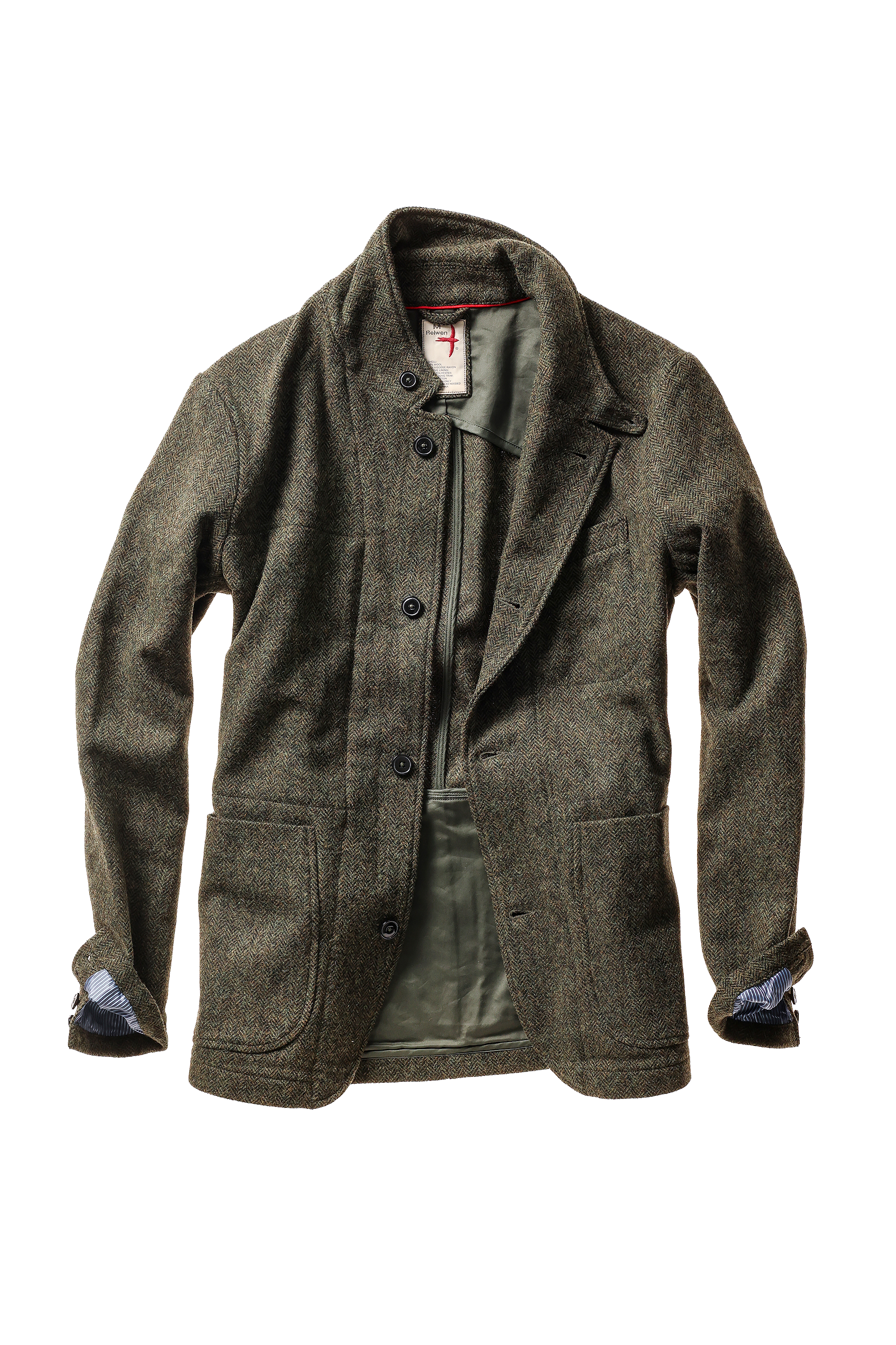 Relwen HERITAGE TRAP BLAZER OLIVE/BLK HERRINGBONE