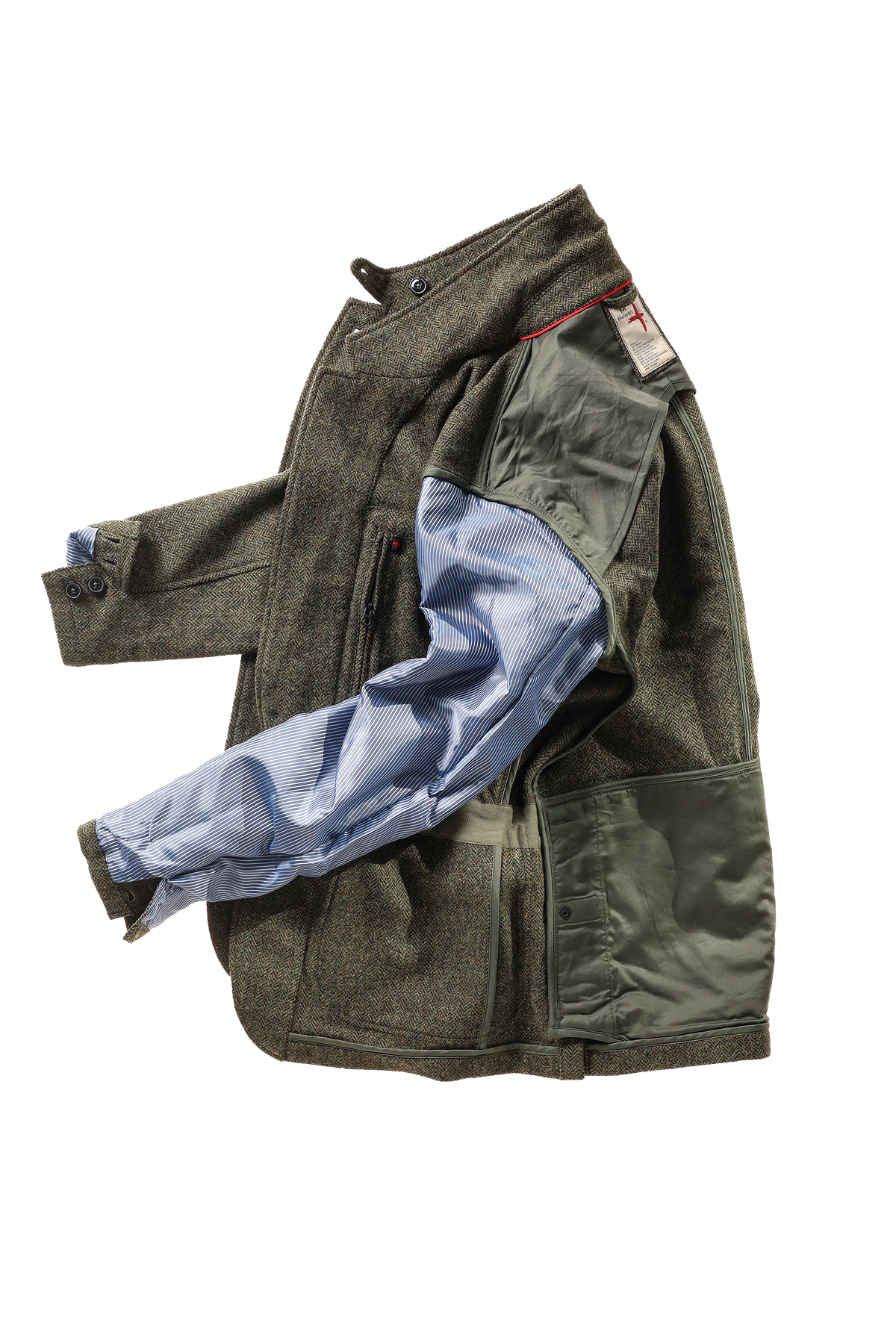 Relwen Heritage Trap Blazer Olive/Black Herringbone