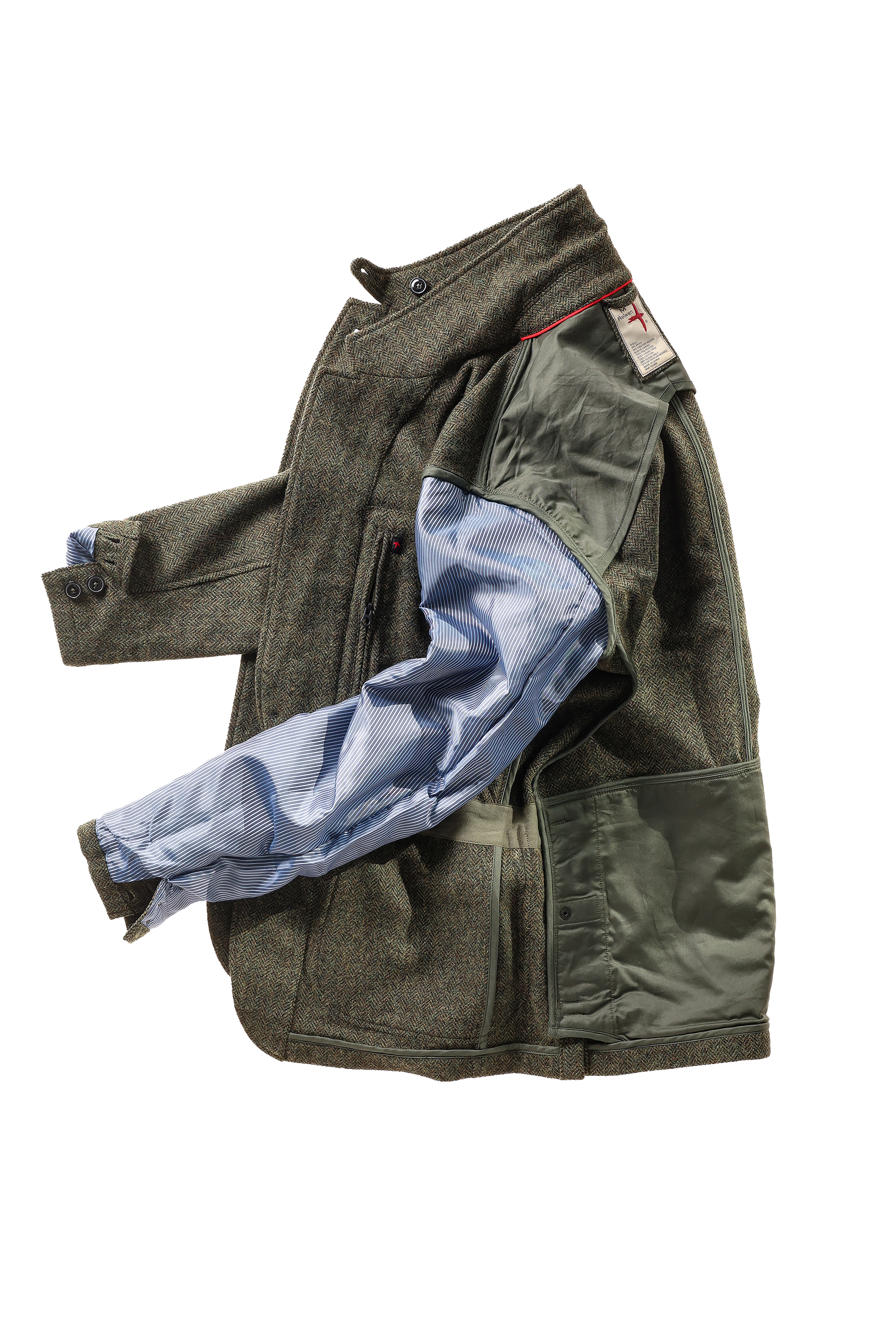 Relwen Heritage Trap Blazer Olive/Black Herringbone