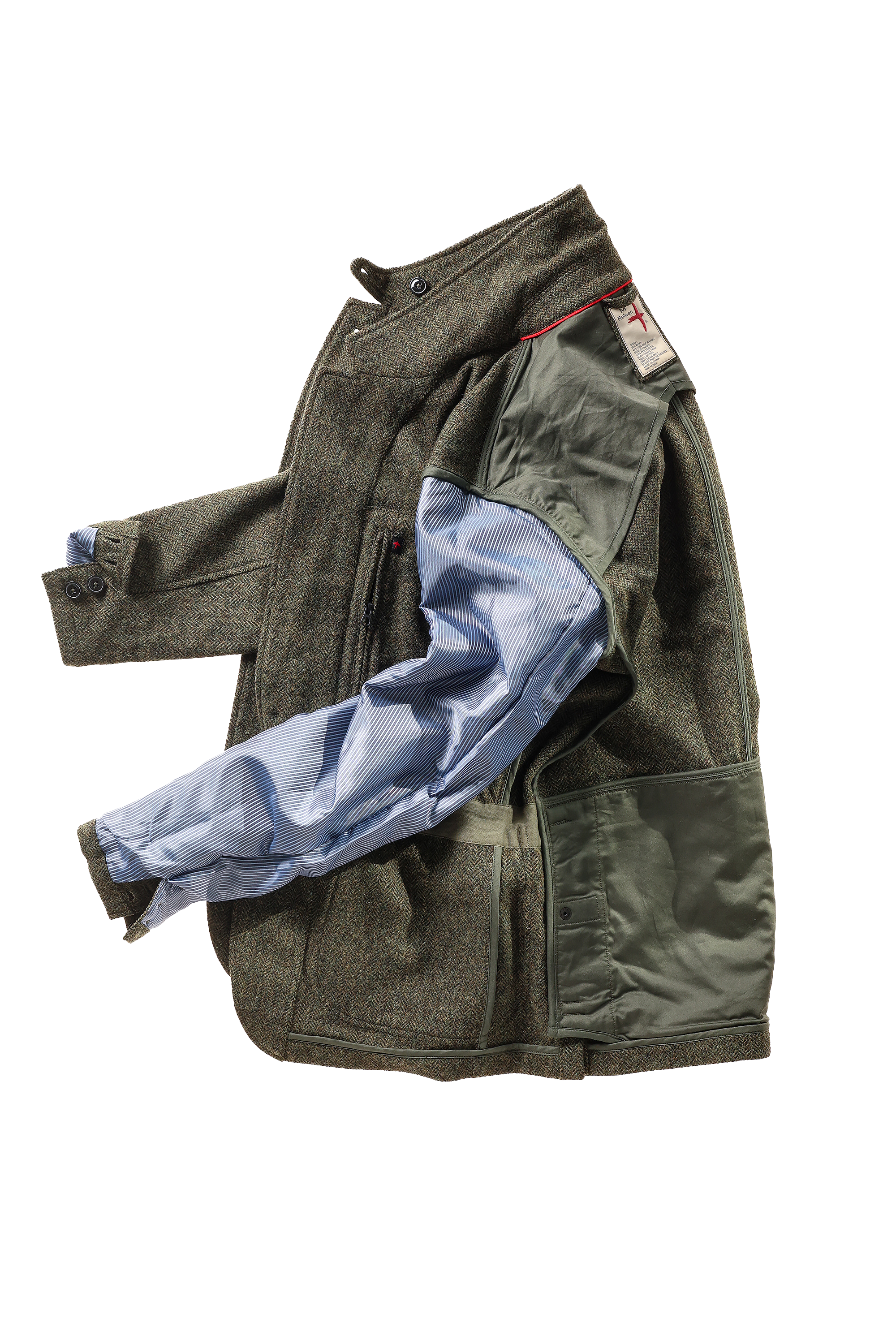 Relwen HERITAGE TRAP BLAZER OLIVE/BLK HERRINGBONE