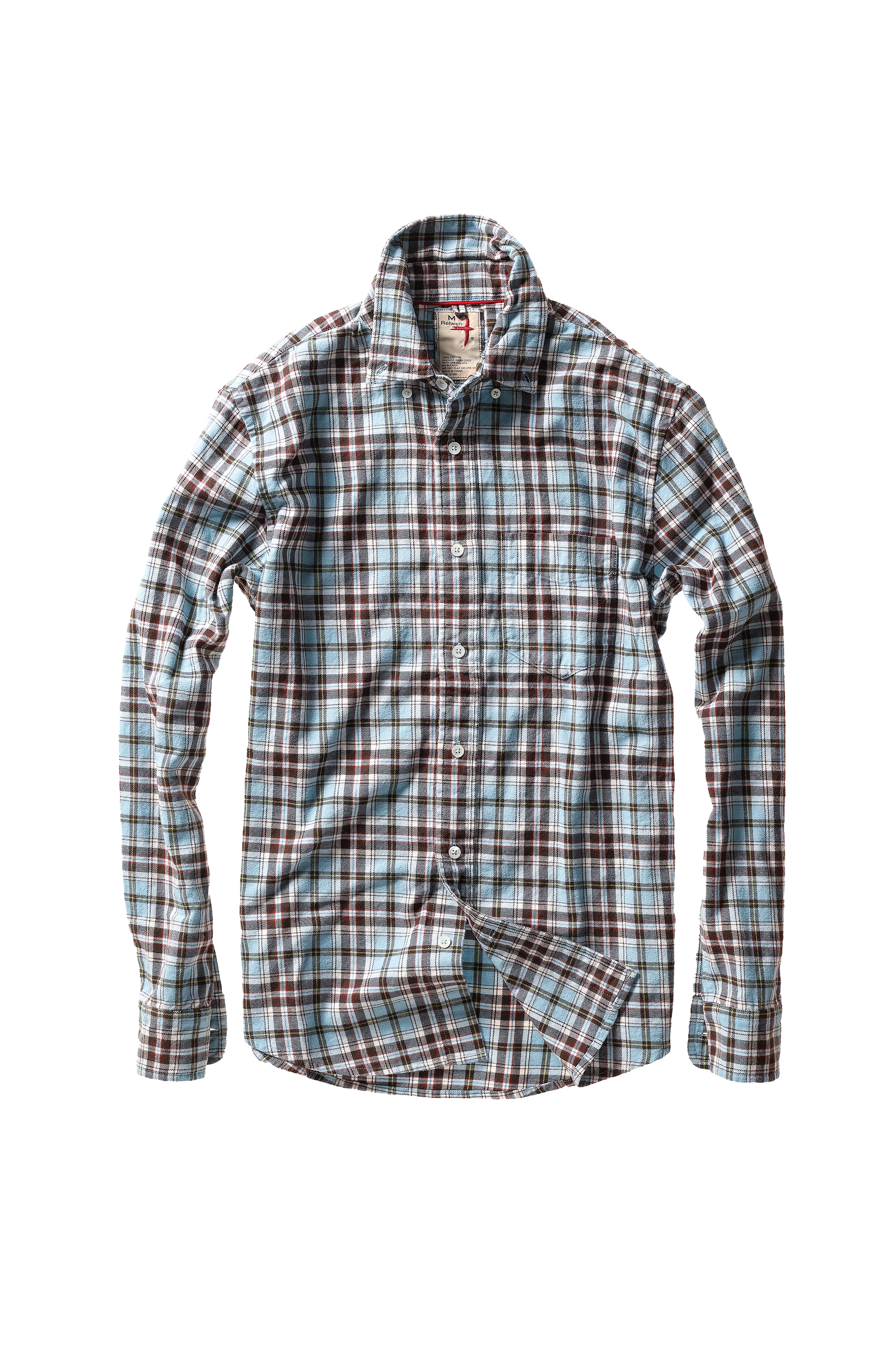 Relwen Flyweight Flannel Shirt Lt Blue/Brown Plaid