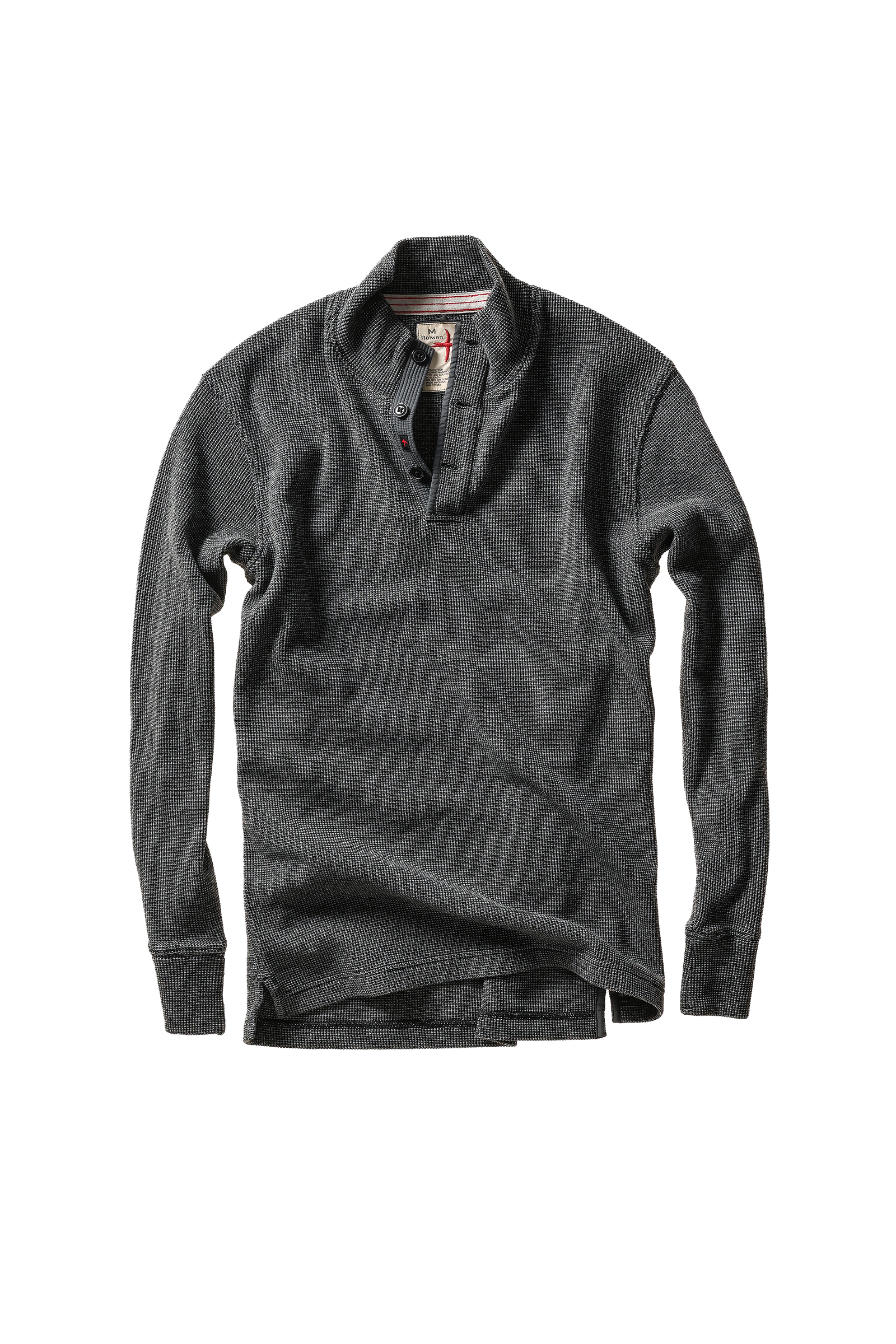 Relwen BI-WAFFLE MOCK NECK SHIRT CHARCOAL