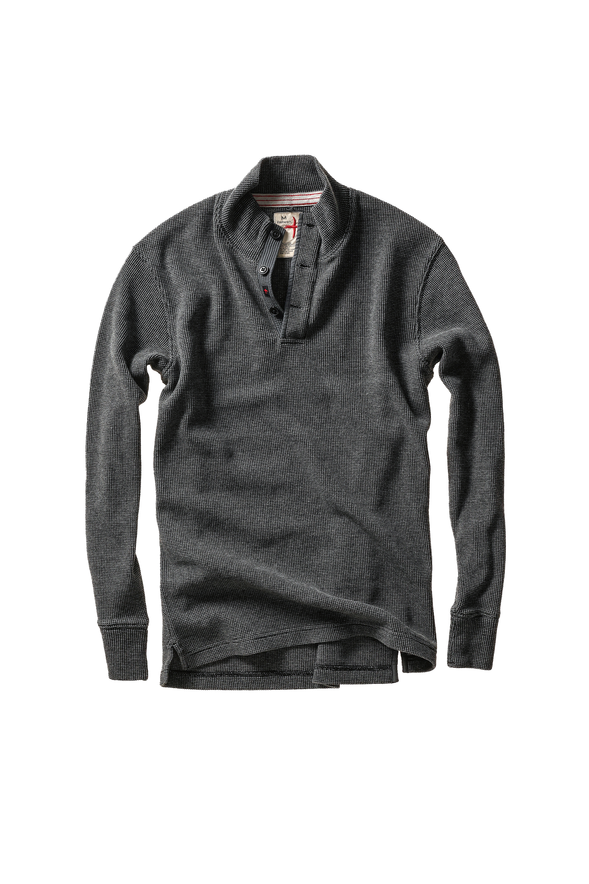 Relwen BI-WAFFLE MOCK NECK SHIRT CHARCOAL