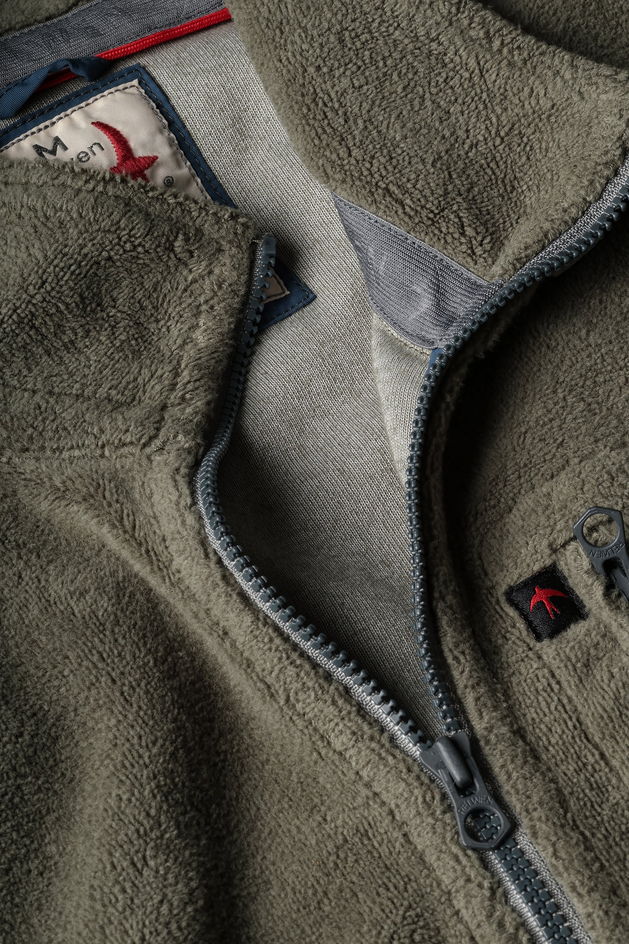 Relwen SHEARED FLEECE HALF-ZIP OLIVE FADE