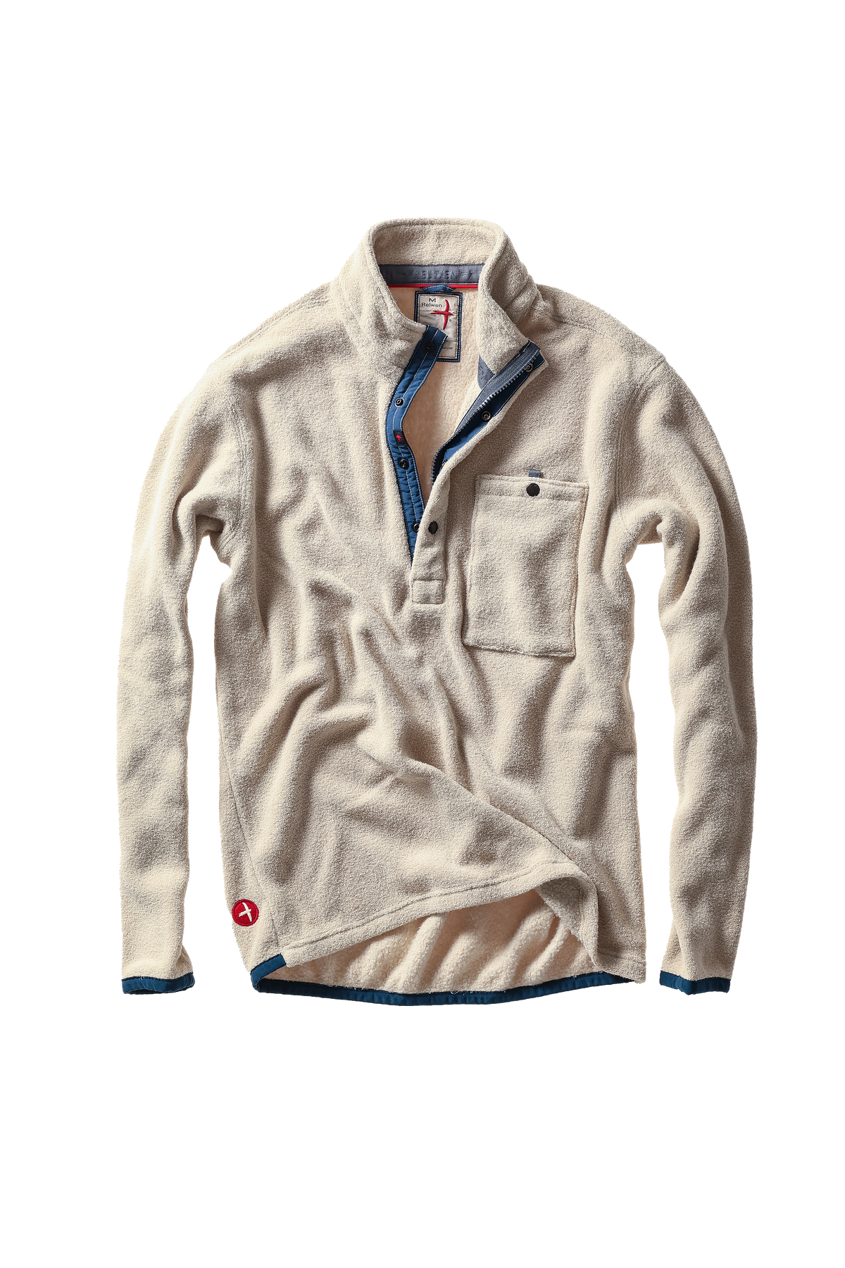 Relwen TERRY SNAP-ZIP MOCK PULLOVER BISCUIT
