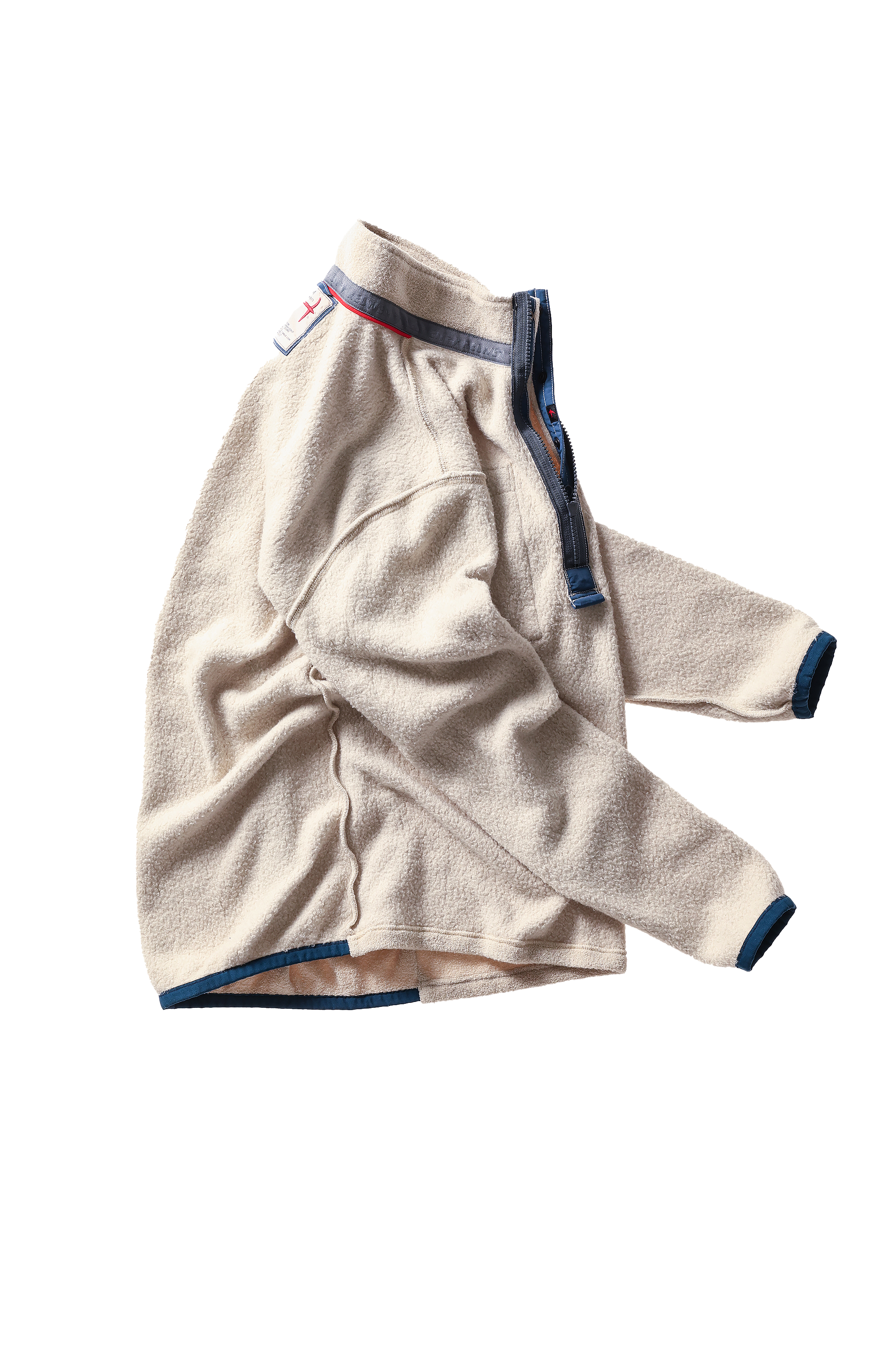 Relwen TERRY SNAP-ZIP MOCK PULLOVER BISCUIT