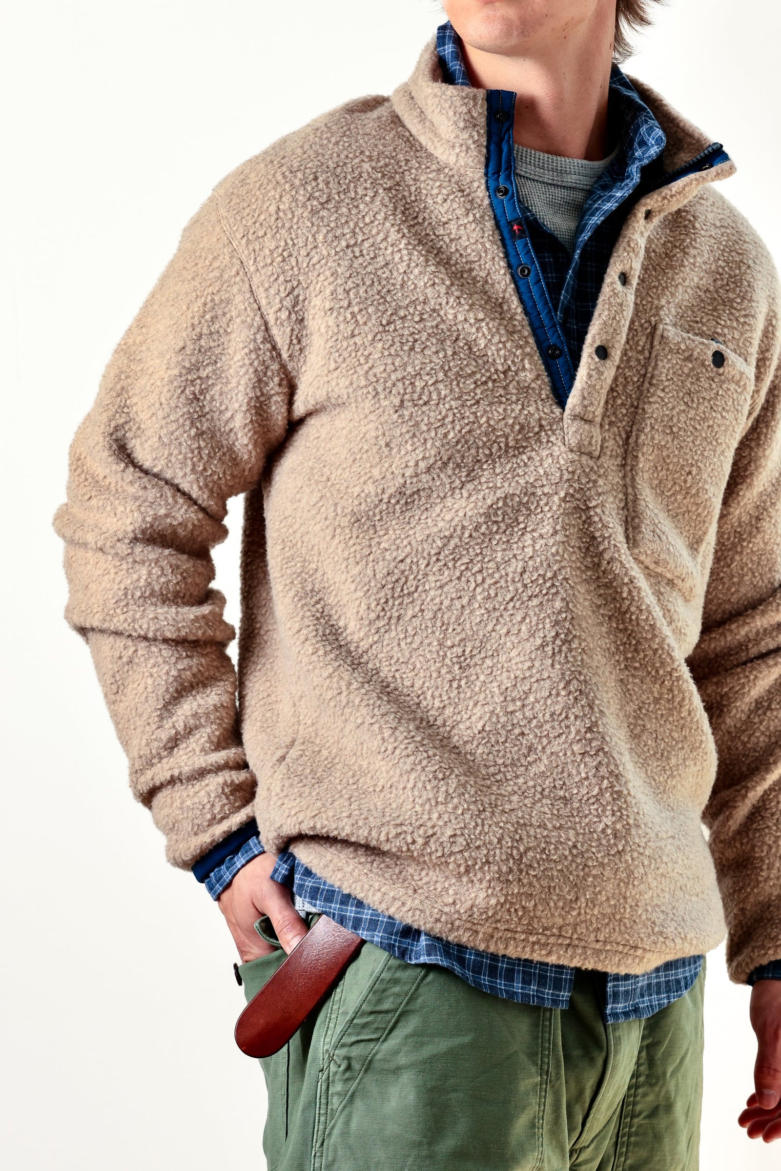 Relwen - Wooly Shag Snap-Zip - Dk Biscuit Hthr