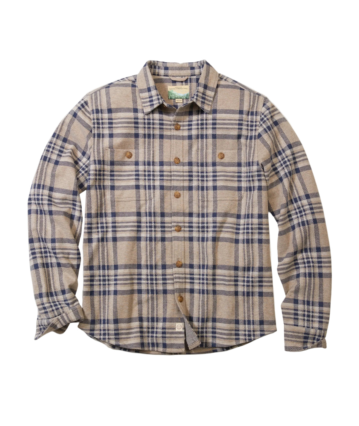 Marine Layer - Pacifica Stretch Twill Shirt - Taupe Plaid