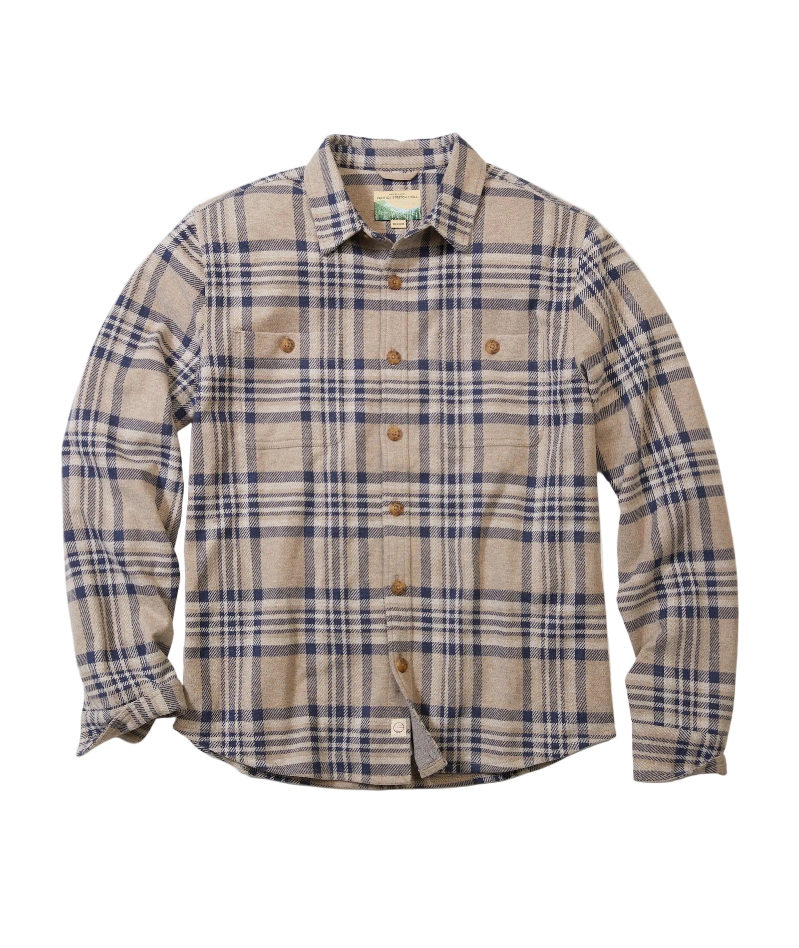 Marine Layer - Pacifica Stretch Twill Shirt - Taupe Plaid