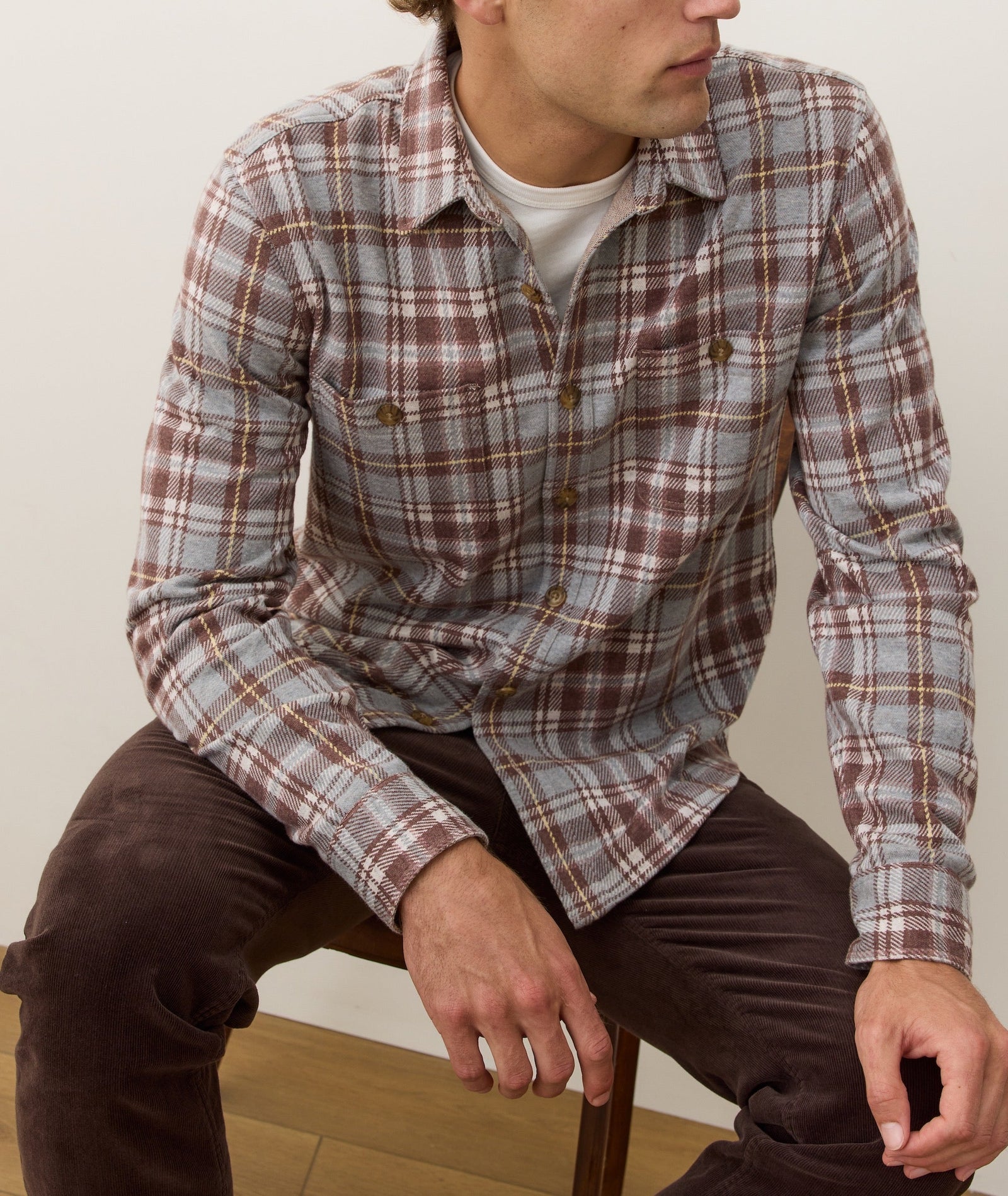 Marine Layer - Pacifica Stretch Twill Shirt - Warm Plaid