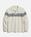 Marine Layer LS Chest Stripe Sweater Polo-pearl/dark indigo