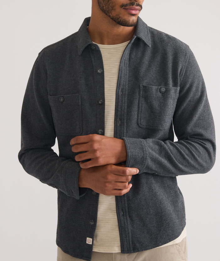 Marine Layer Stretch Twill Overshirt-dark heather grey