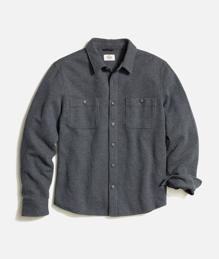 Marine Layer Stretch Twill Overshirt-dark heather grey