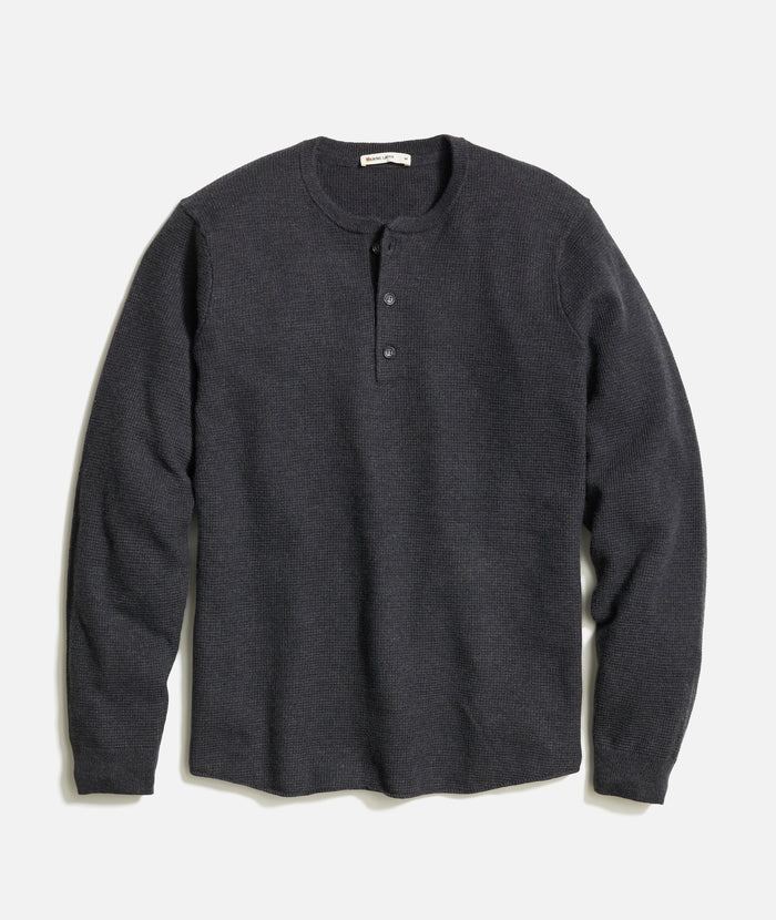 Marine Layer Sweater Henley-black oyster