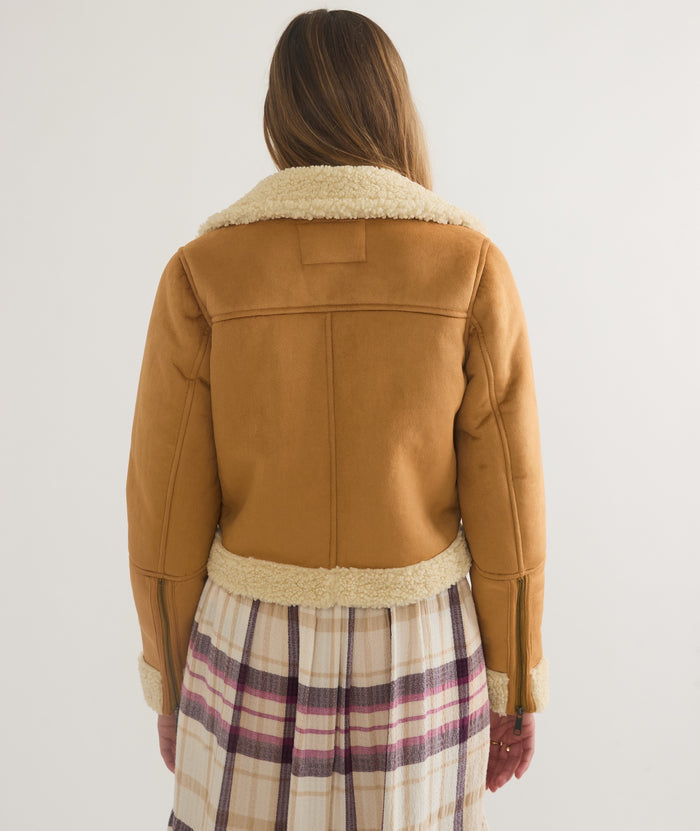 Marine Layer Sherpa Moto Jacket Chestnut