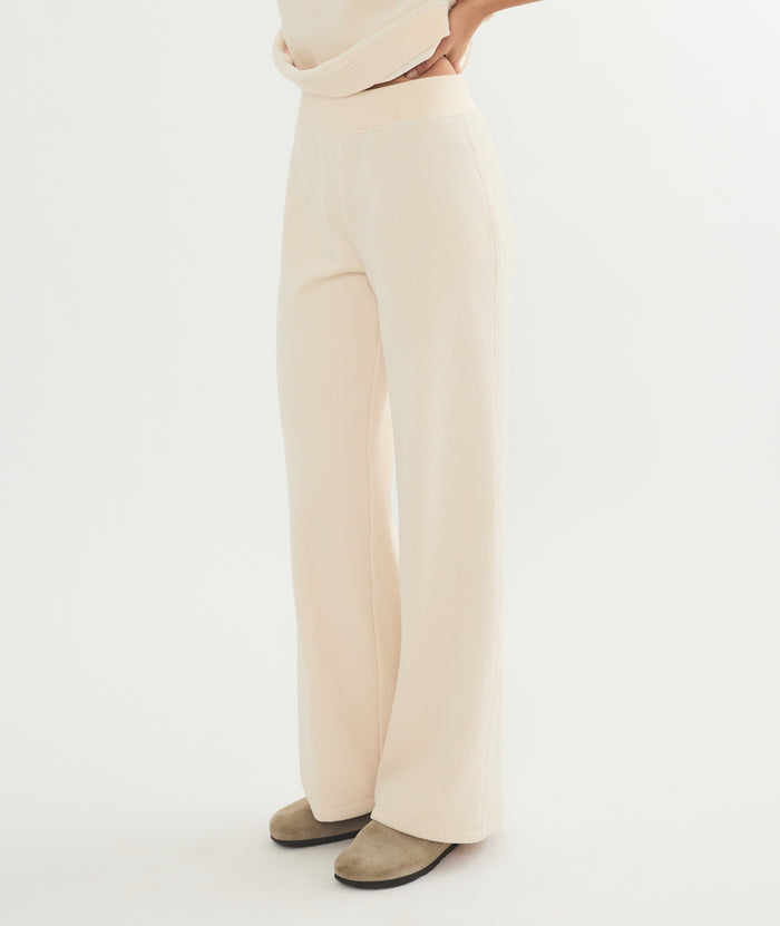 Marine Layer Velour Corduroy Flare Pant Cream