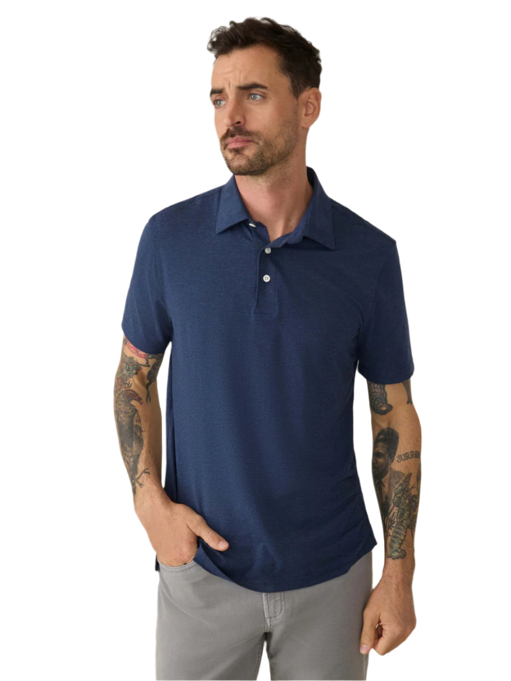Faherty Movement Polo Shirt - Great Falls Heather