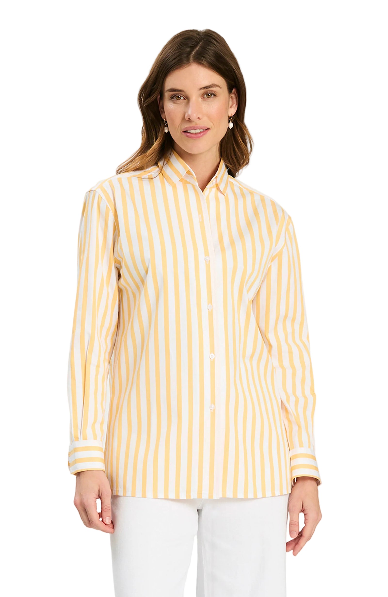 Tyler Boe - Quinn Awning Stripe Shirt - Marigold/White