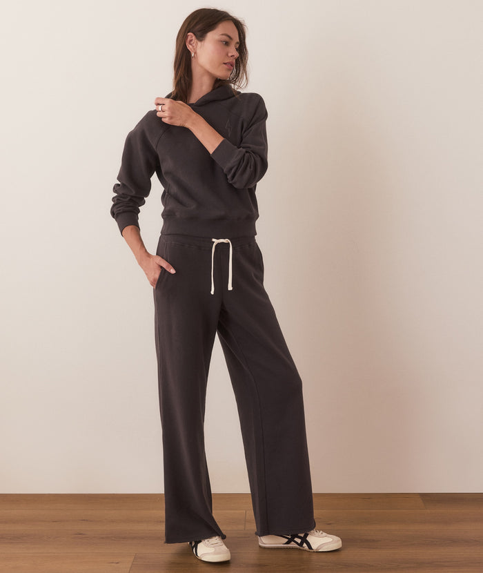 Marine Layer Anytime Wide Leg Sweatpant Washed Black