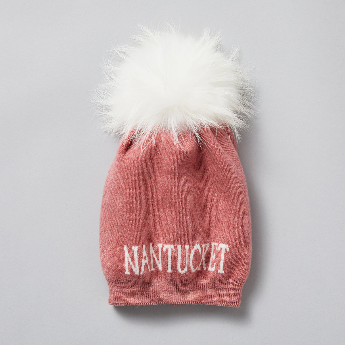 Nantucket Red Angora Wool NANTUCKET Knit Hat w/ White Pom