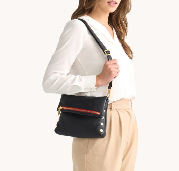 Hammitt VIP Covertible Clutch Crossbody Bag Black/Gun Metal/Red