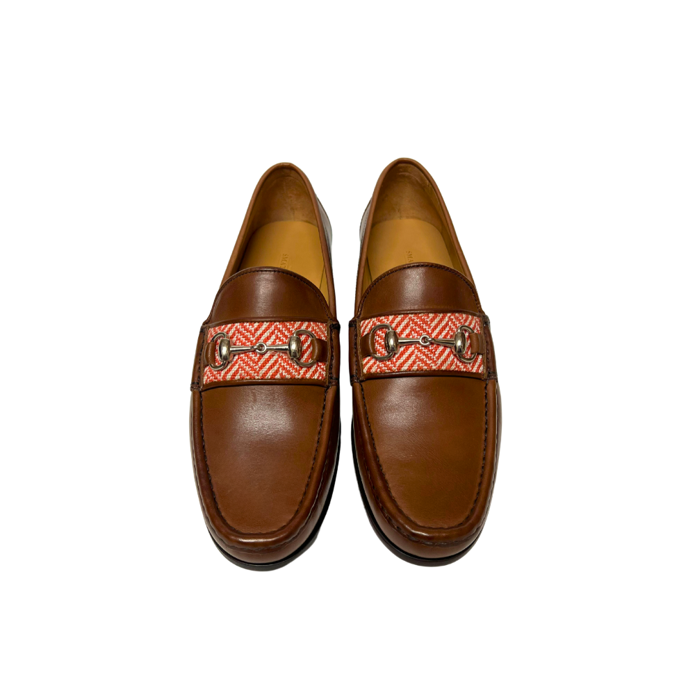 Smathers & Branson x Murray's HERRINGBONE DOWNING BIT LOAFER Nantucket Red with Natural/Chestnut
