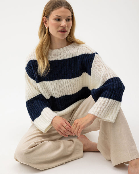 Holebrook Ladies Cajsa Sweater Off White/Navy