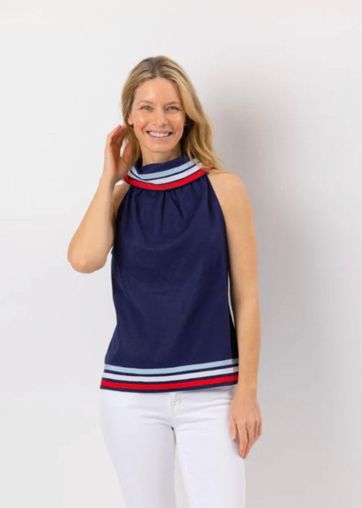 Sail to Sable Cowl Neck Top - Navy