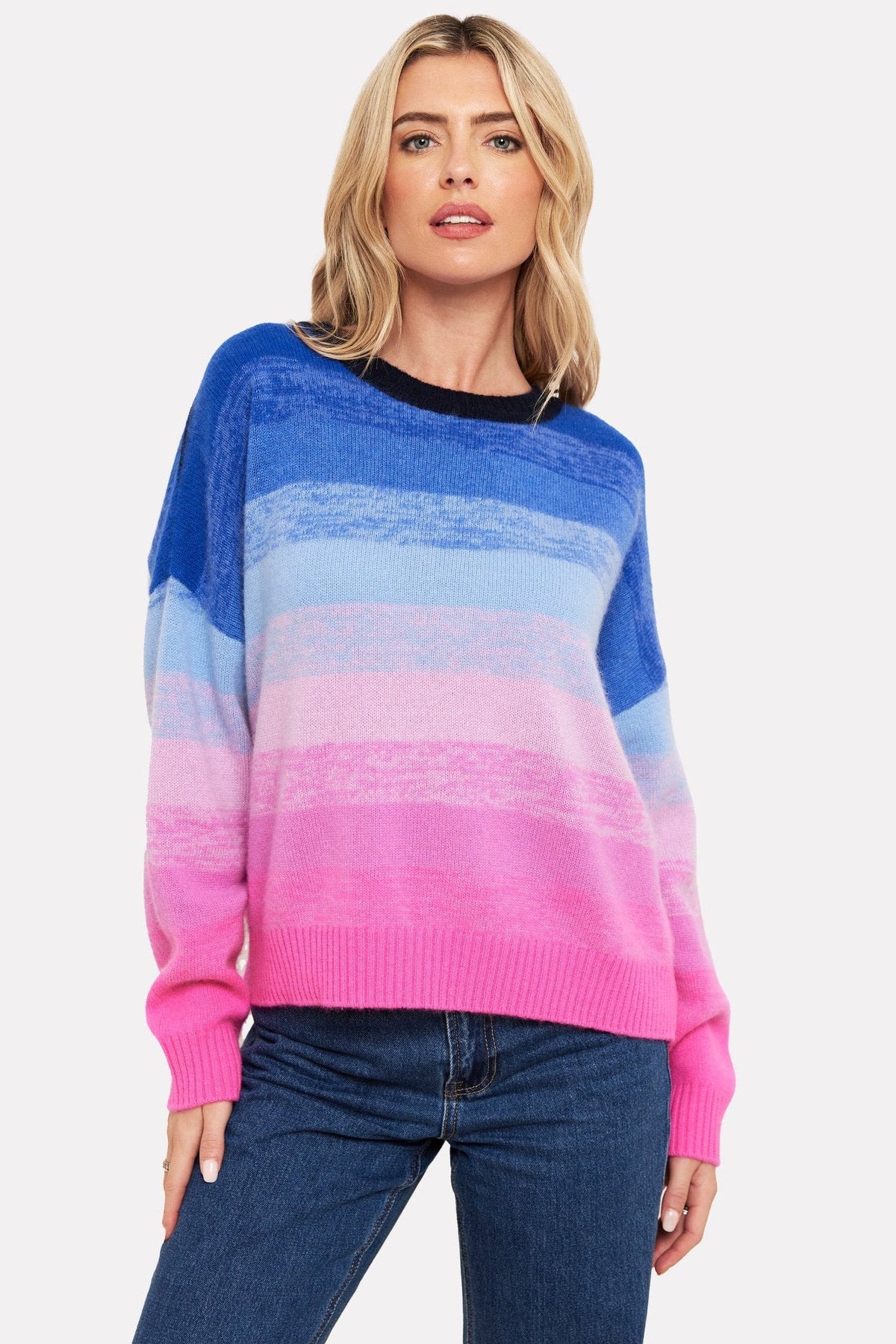 Brodie Cashmere Sweater Gradient Fade Crew Multi