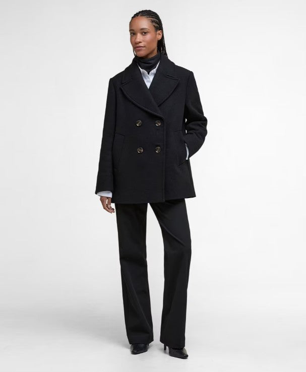 Barbour Indie Military Wool Peacoat Black/Onyx Tartan