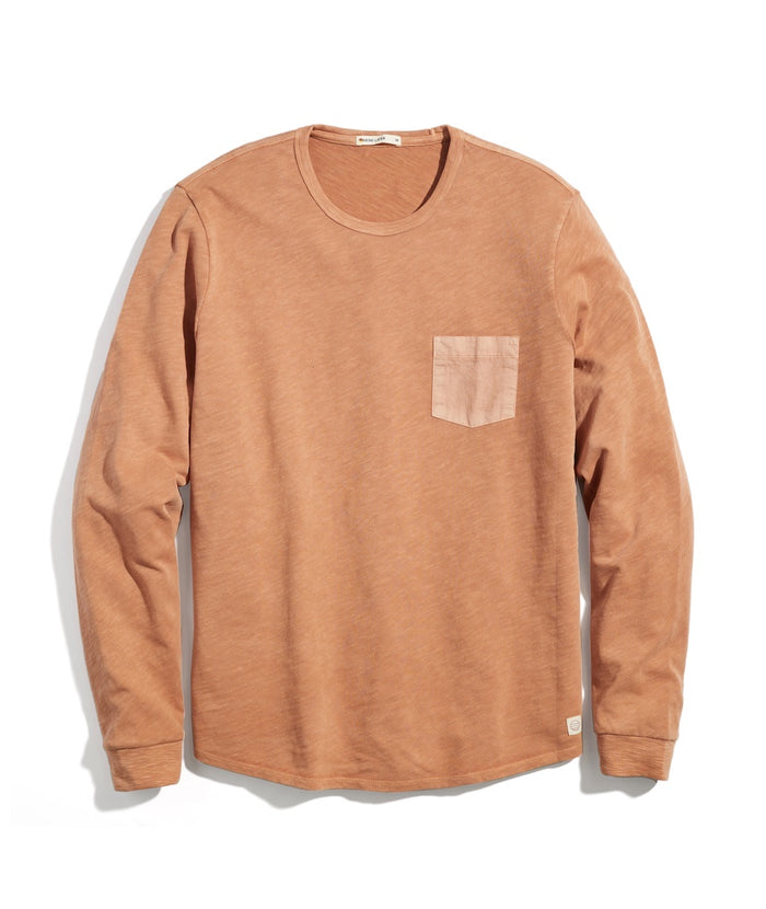 Marine Layer LS Heavy Slub Pocket Tee-amber brown