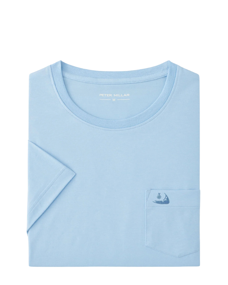 Peter Millar Crown Comfort Pocket Tee- Morning Blue w/ Island