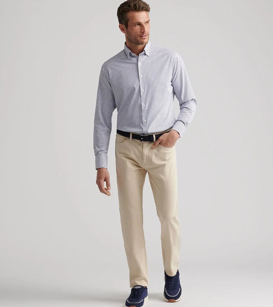 Peter Millar Signature Sateen Five-Pocket Pant-Sand
