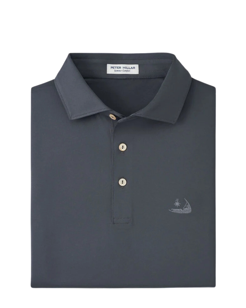 Peter Millar Solid Performance Jersey Polo-Iron with Nantucket Island Logo