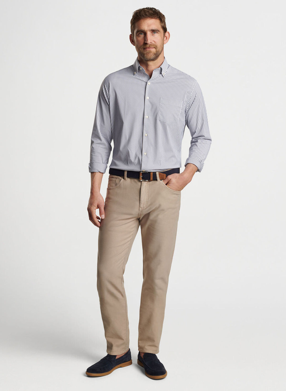 Peter Millar Hanford Performance Twill Sport Shirt-Navy