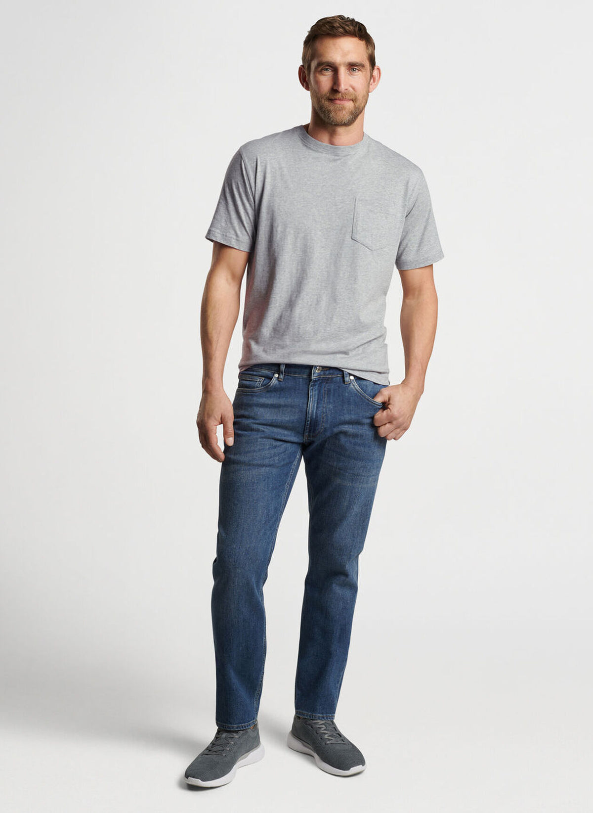 Peter Millar Vintage Washed 5-Pocket Denim-True Blue